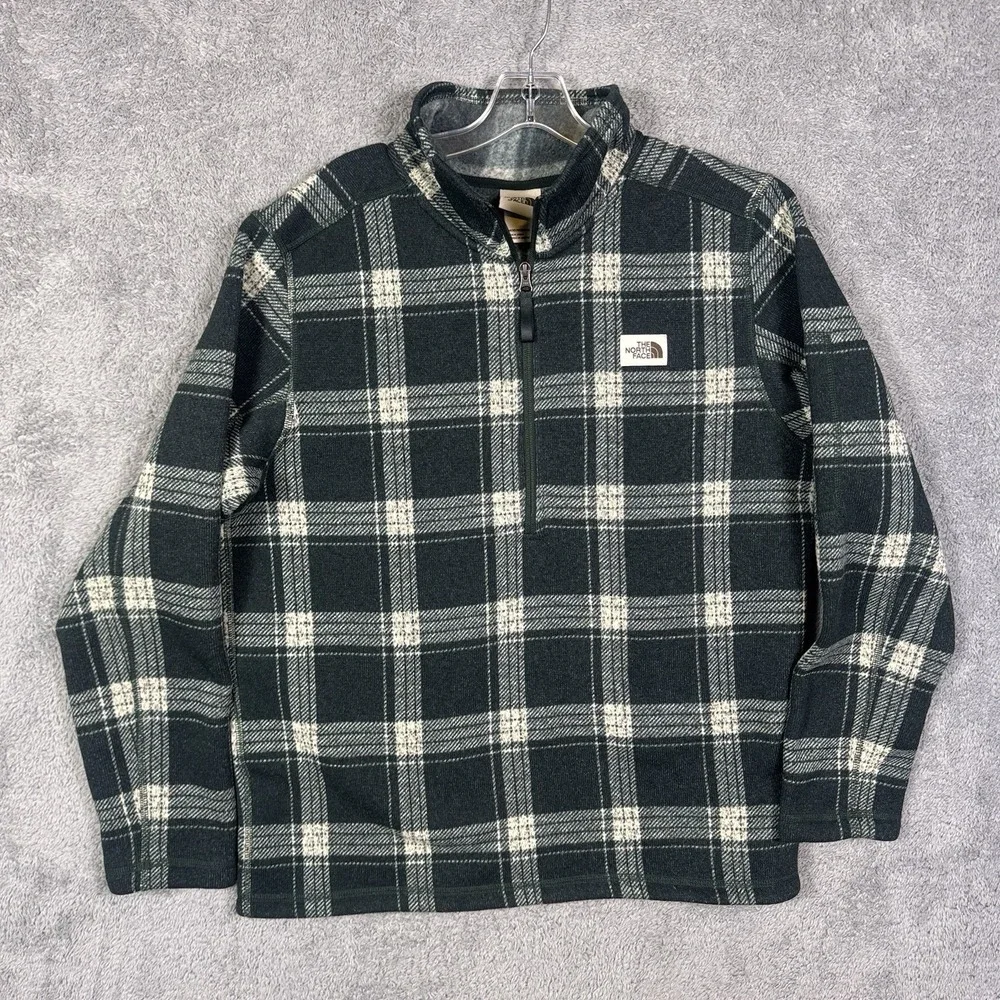 The North Face Gordon Lyons Jacket Mens L Novelty 1/2 Zip Plaid Fleece Sweater